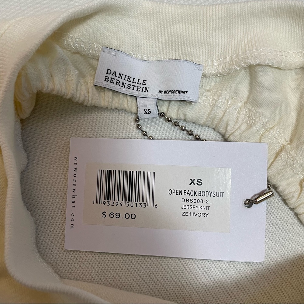 NWT New Danielle Bernstein Open Back Cotton Ivory Bodysuit Size XS - Picture 7 of 13